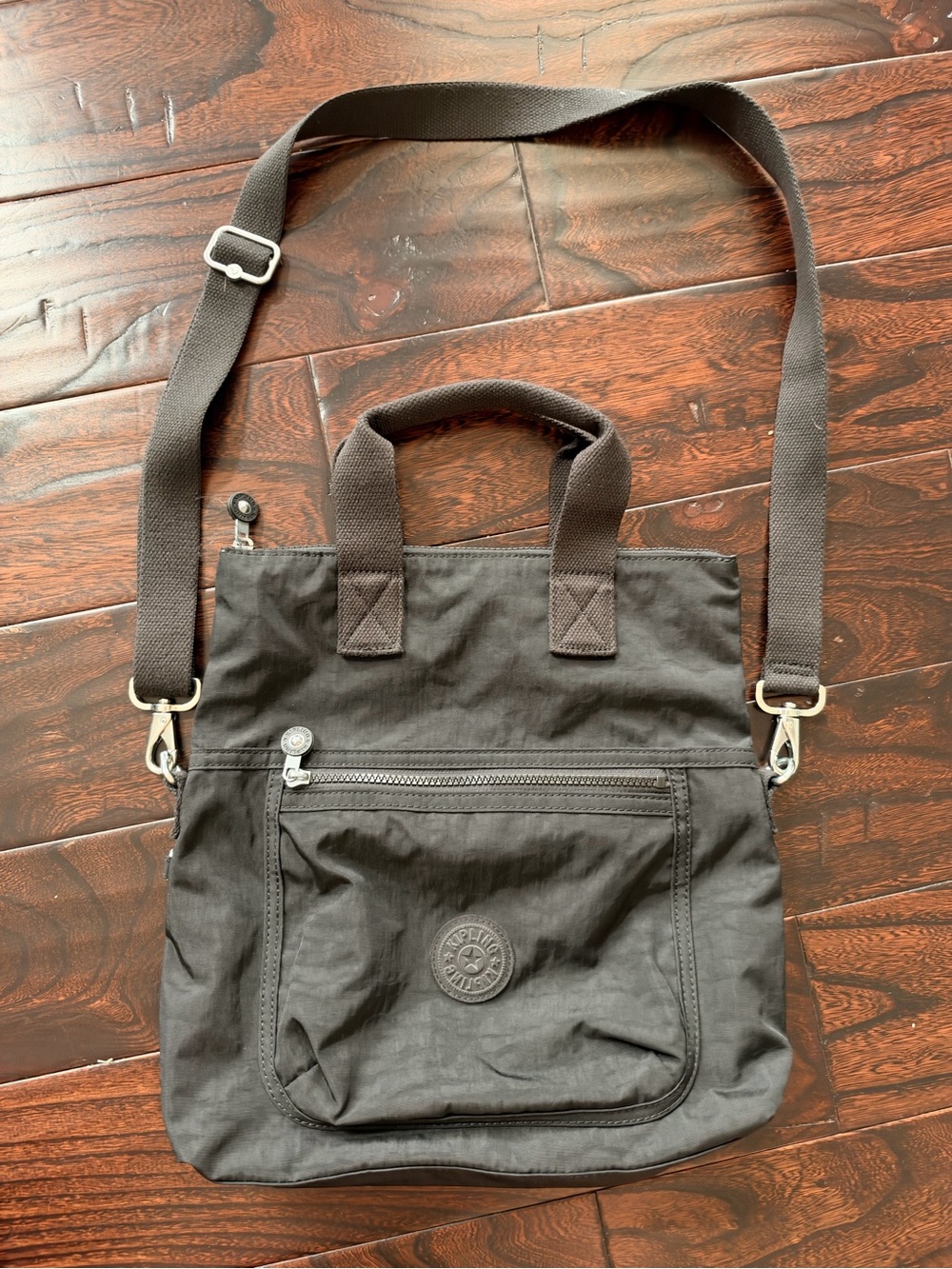 Kipling Black Medium Crossbody Tote Top Handles Zip, Outer Pockets